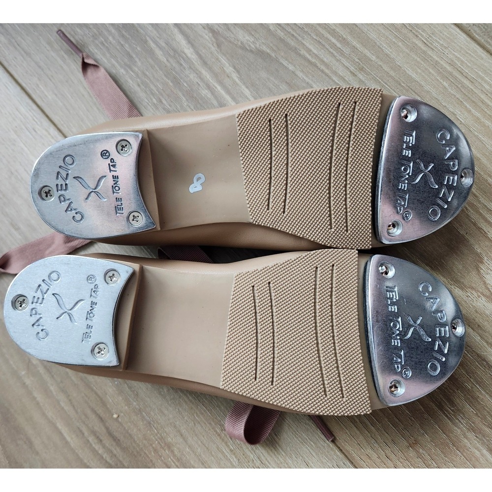 Capezio Mary Jane Tap Shoes Caramel Tan Tele Tone Taps 3800 Kids Size 13M - Picture 12 of 12